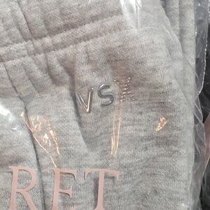3 Pair Of Victoria's Secret Light Gray, Red Gltter & Black Sweatpant